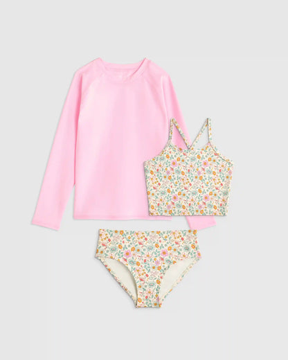Tankini and Long Sleeve Raglan Rash Guard Set