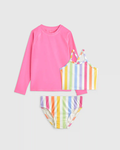Tankini and Long Sleeve Raglan Rash Guard Set