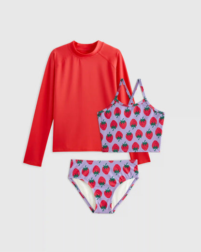 Tankini and Long Sleeve Raglan Rash Guard Set