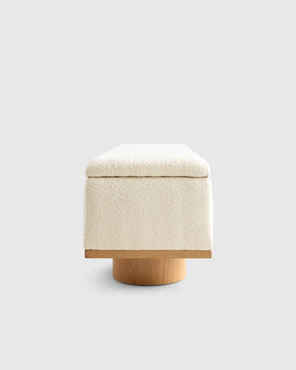Oak and Performance Boucle Storage Bench