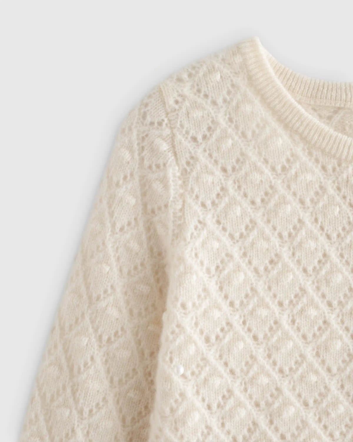 Washable Cashmere Pointelle Cardigan
