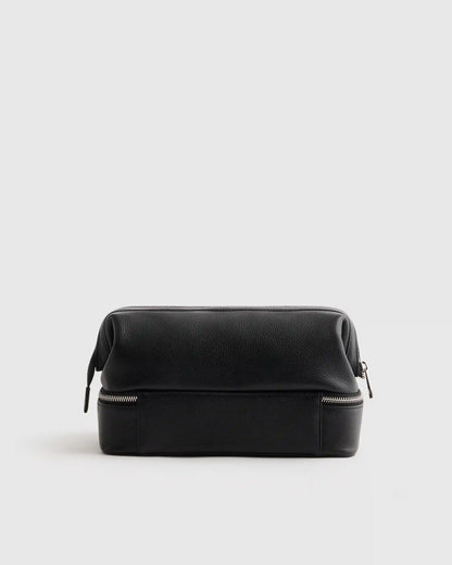 Italian Leather Dual Compartment Toiletry Bag