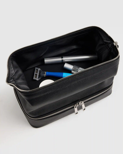 Italian Leather Dual Compartment Toiletry Bag