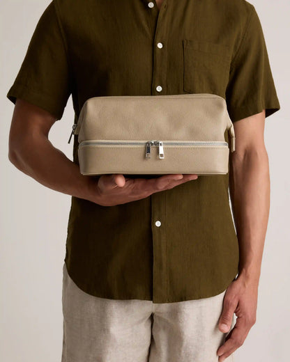 Italian Leather Dual Compartment Toiletry Bag