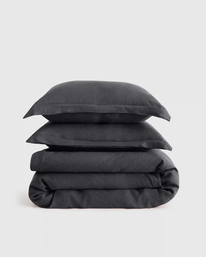 European Linen Double Flange Duvet Cover Set