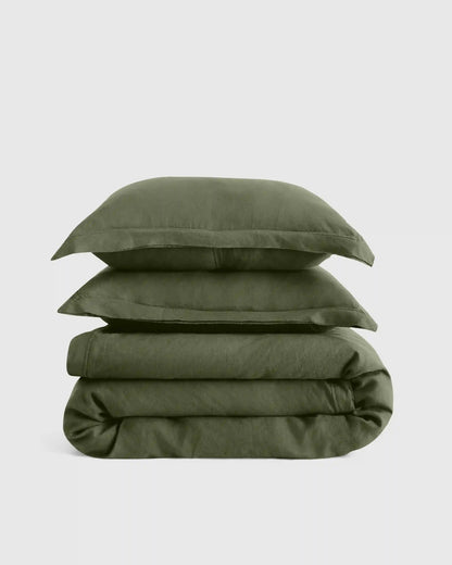 European Linen Double Flange Duvet Cover Set
