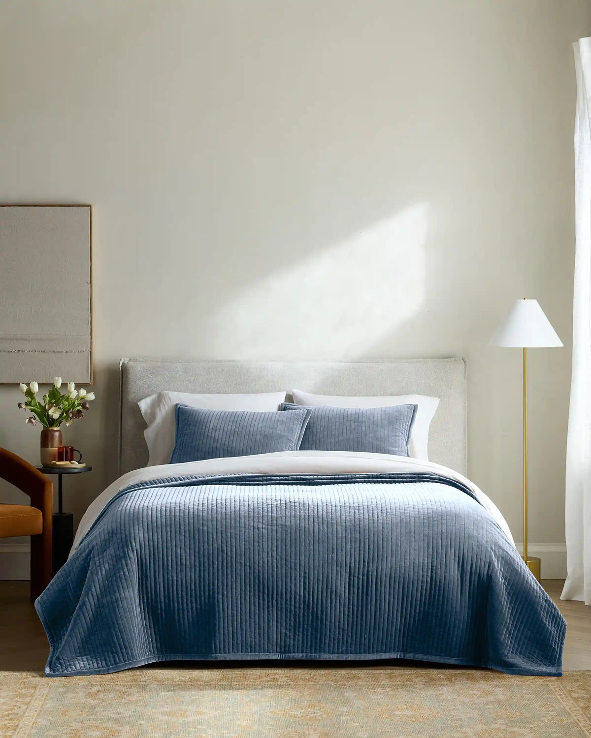 Cotton Velvet Narrow Channel Quilted Sham Set