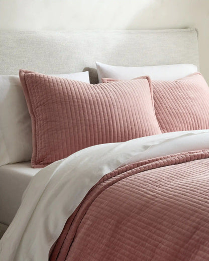 Cotton Velvet Narrow Channel Quilted Sham Set