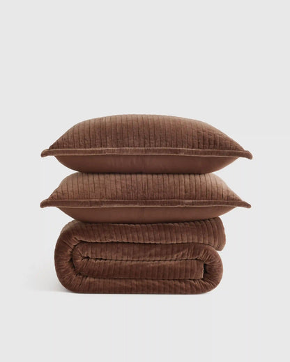 Cotton Velvet Vertical Channel Quilt Set