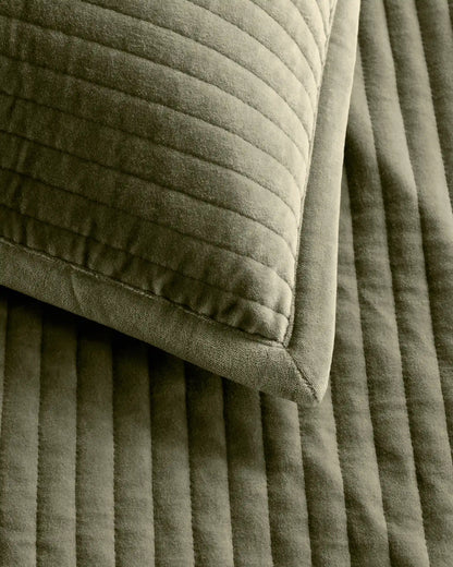 Cotton Velvet Narrow Channel Quilted Sham Set