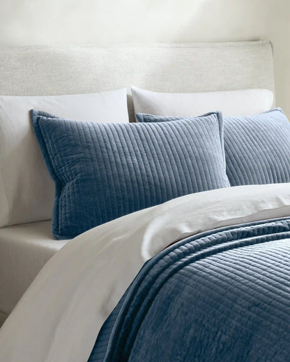 Cotton Velvet Narrow Channel Quilted Sham Set