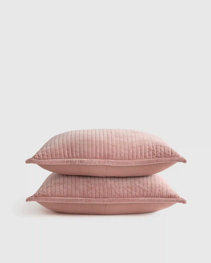 Cotton Velvet Narrow Channel Quilted Sham Set