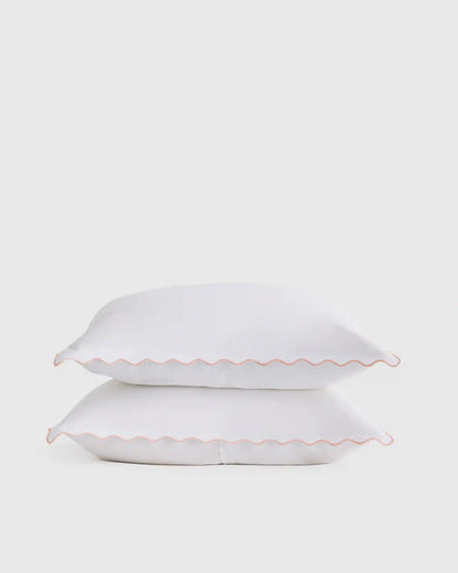 Organic Crisp Percale Scallop Sham Set