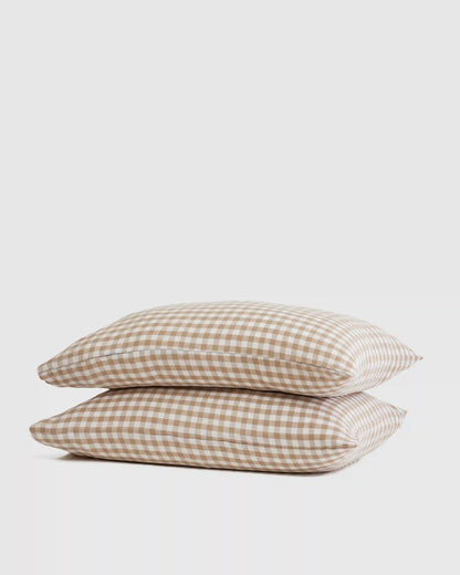 European Linen Gingham Pillowcase Set