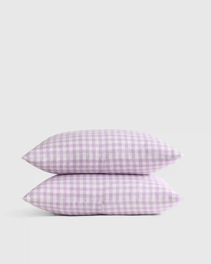 European Linen Gingham Sham Set