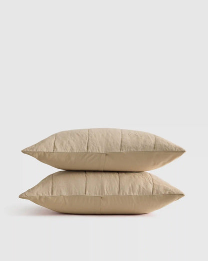 Lightweight European Linen Box Quilted Sham Set