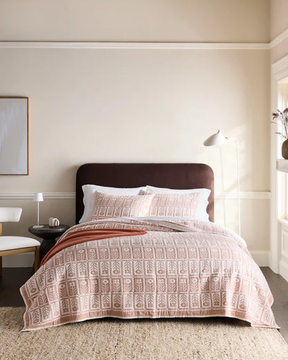 Organic Cotton Jacquard Floral Coverlet Set