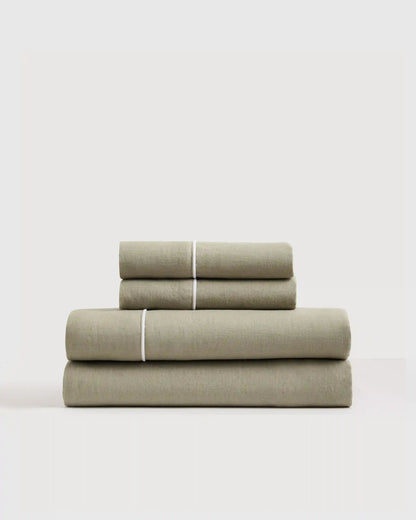 European Linen Piped Sheet Set