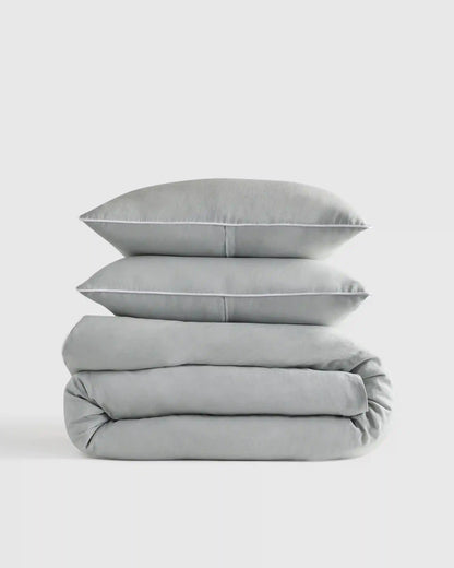 European Linen Piped Duvet Cover Set