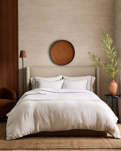 European Linen Piped Deluxe Bedding Bundle