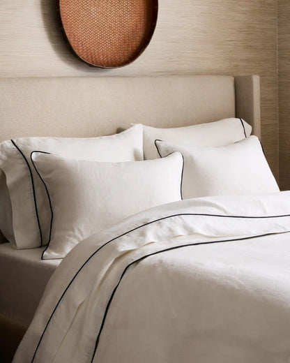 European Linen Piped Deluxe Bedding Bundle