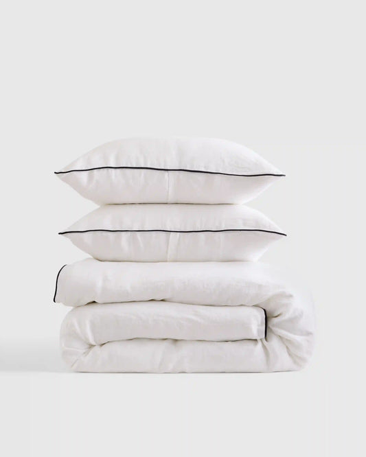 European Linen Piped Duvet Cover Set
