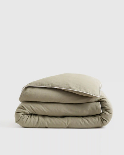 European Linen Piped Duvet Cover
