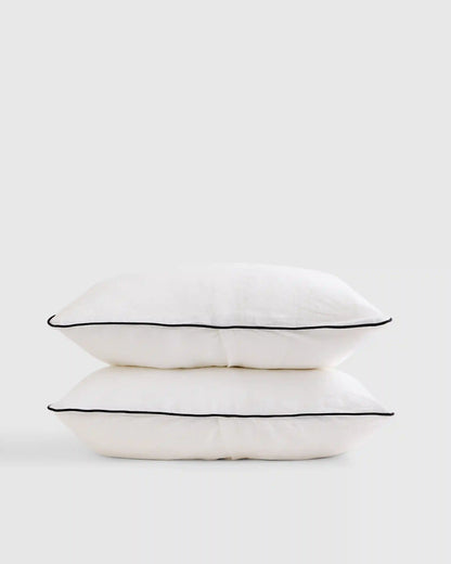 European Linen Piped Sham Set