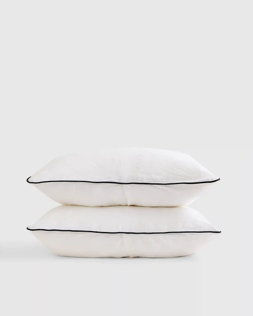 European Linen Piped Sham Set