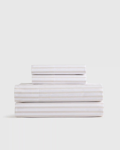 Organic Crisp Percale Double Stripe Sheet Set
