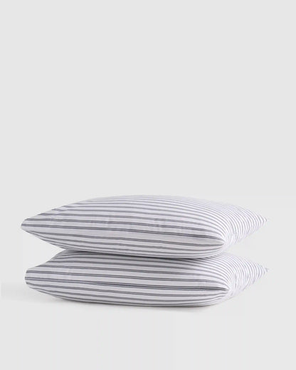 Organic Crisp Percale Double Stripe Pillowcase Set