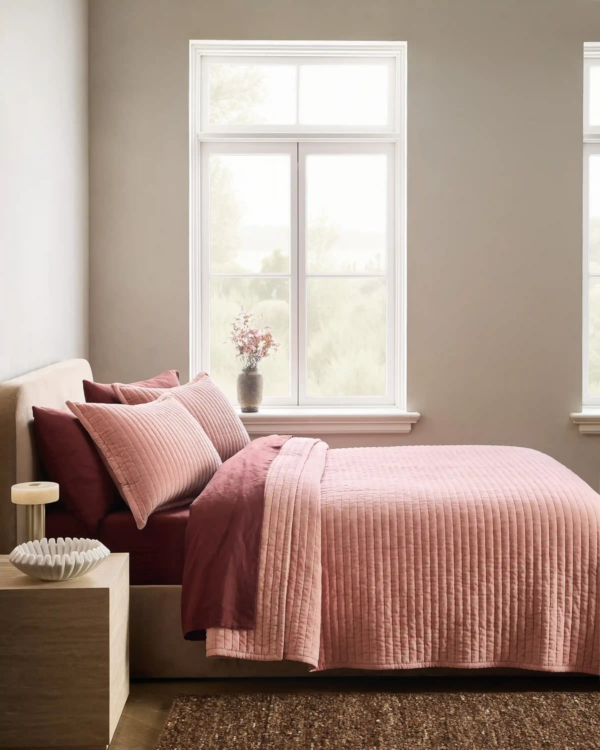 Cotton Velvet Horizontal Channel Quilt Set