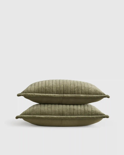 Cotton Velvet Wide Channel Quilted Sham Set