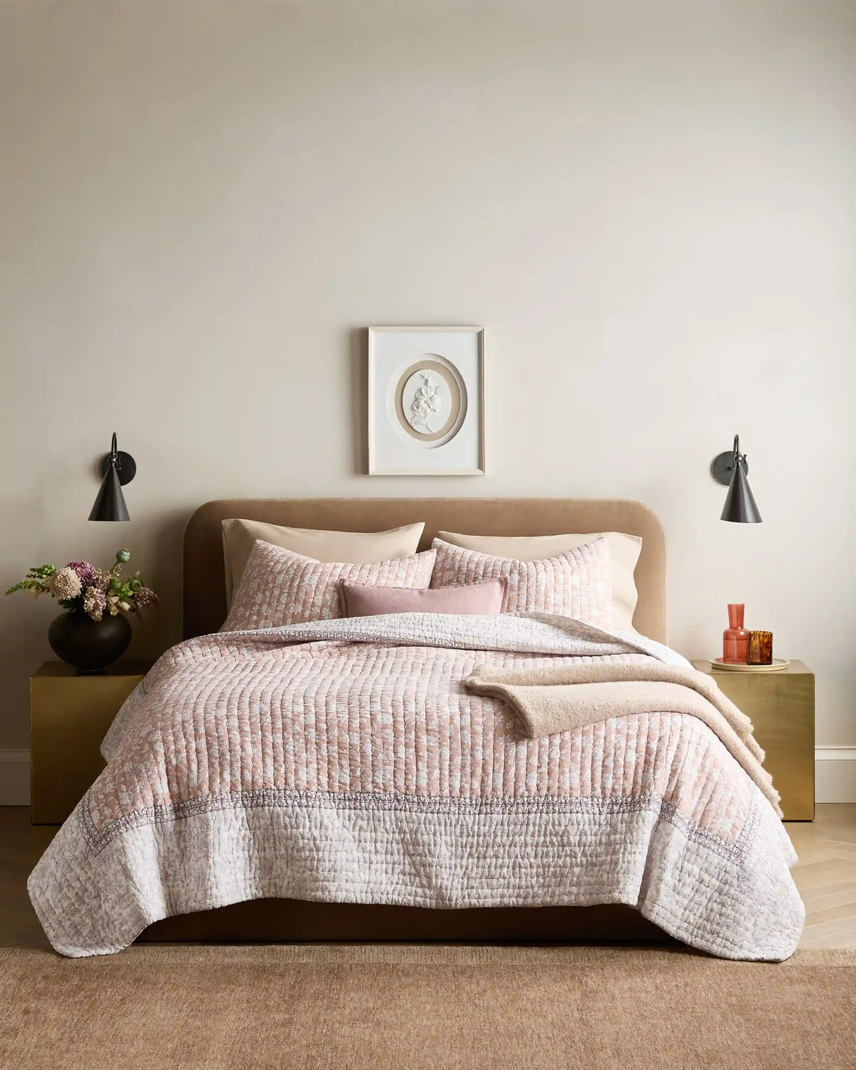 Organic Cotton Block Print Quilted Sham Set
