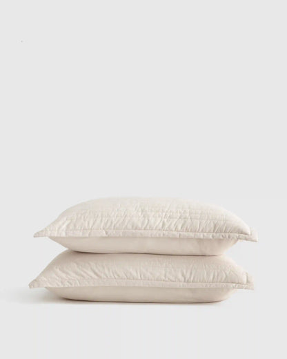 Organic Cotton Stripe Stitch Quilted Sham Set