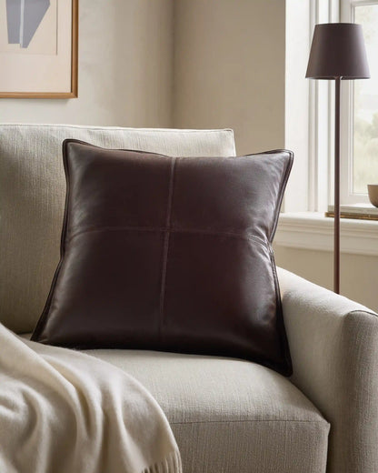 Pieced Leather Pillow Cover (Set of 2)