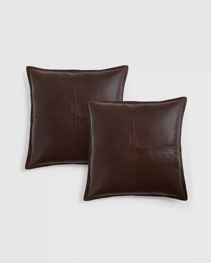 Pieced Leather Pillow Cover (Set of 2)