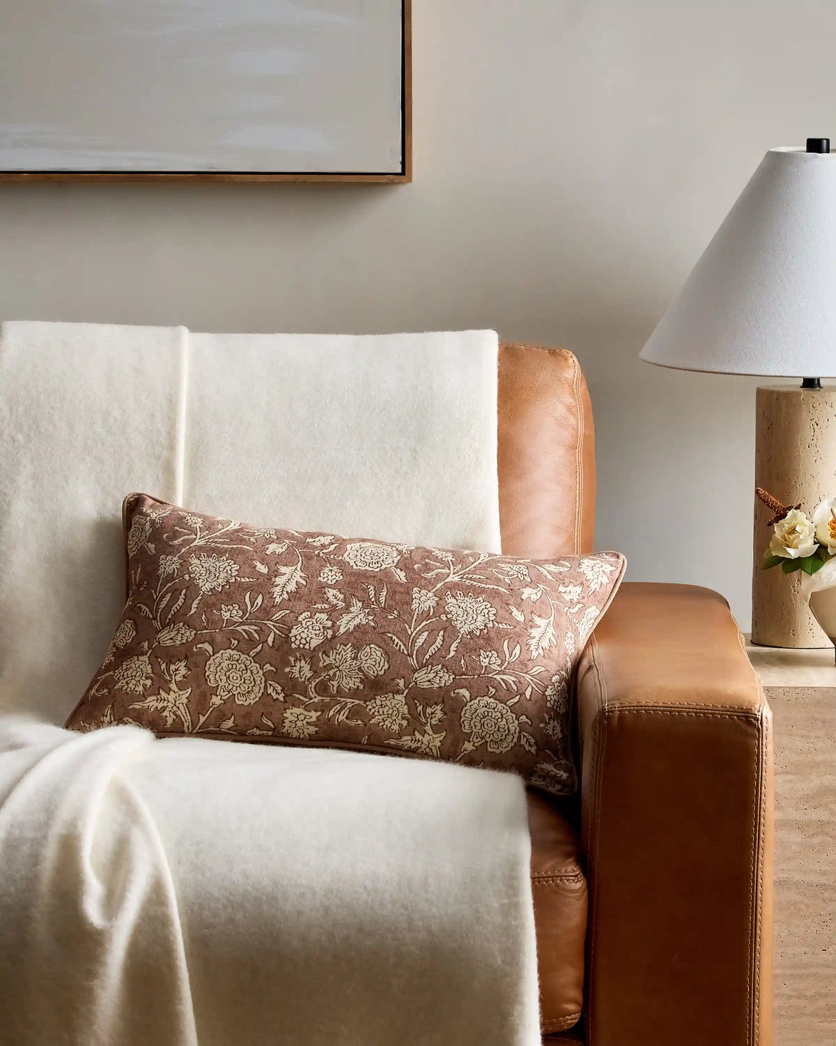 Linen Cotton Botanical Pillow Cover