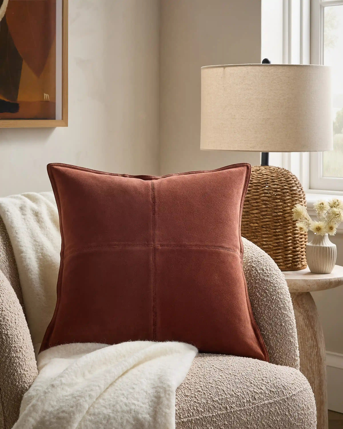 Pieced Suede Pillow Cover (Set of 2)