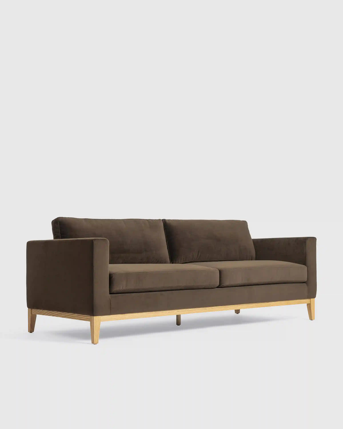 Performance Velvet Sofa with Solid Oak Base