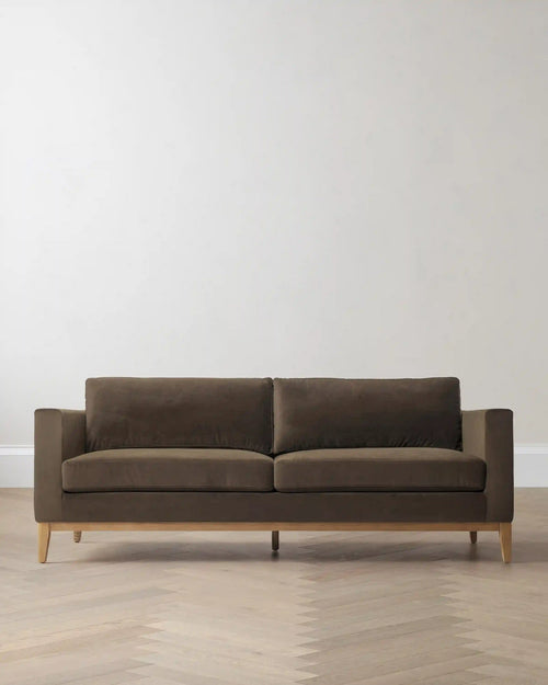 Performance Velvet Sofa with Solid Oak Base