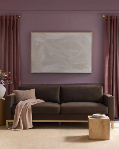 Performance Velvet Sofa with Solid Oak Base