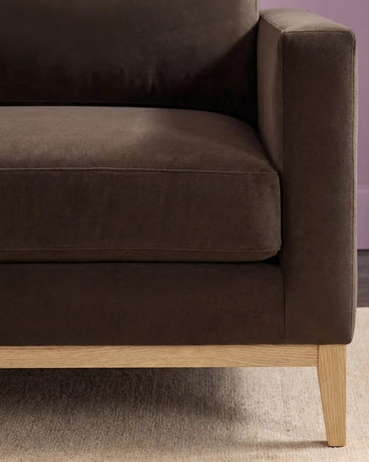 Performance Velvet Sofa with Solid Oak Base
