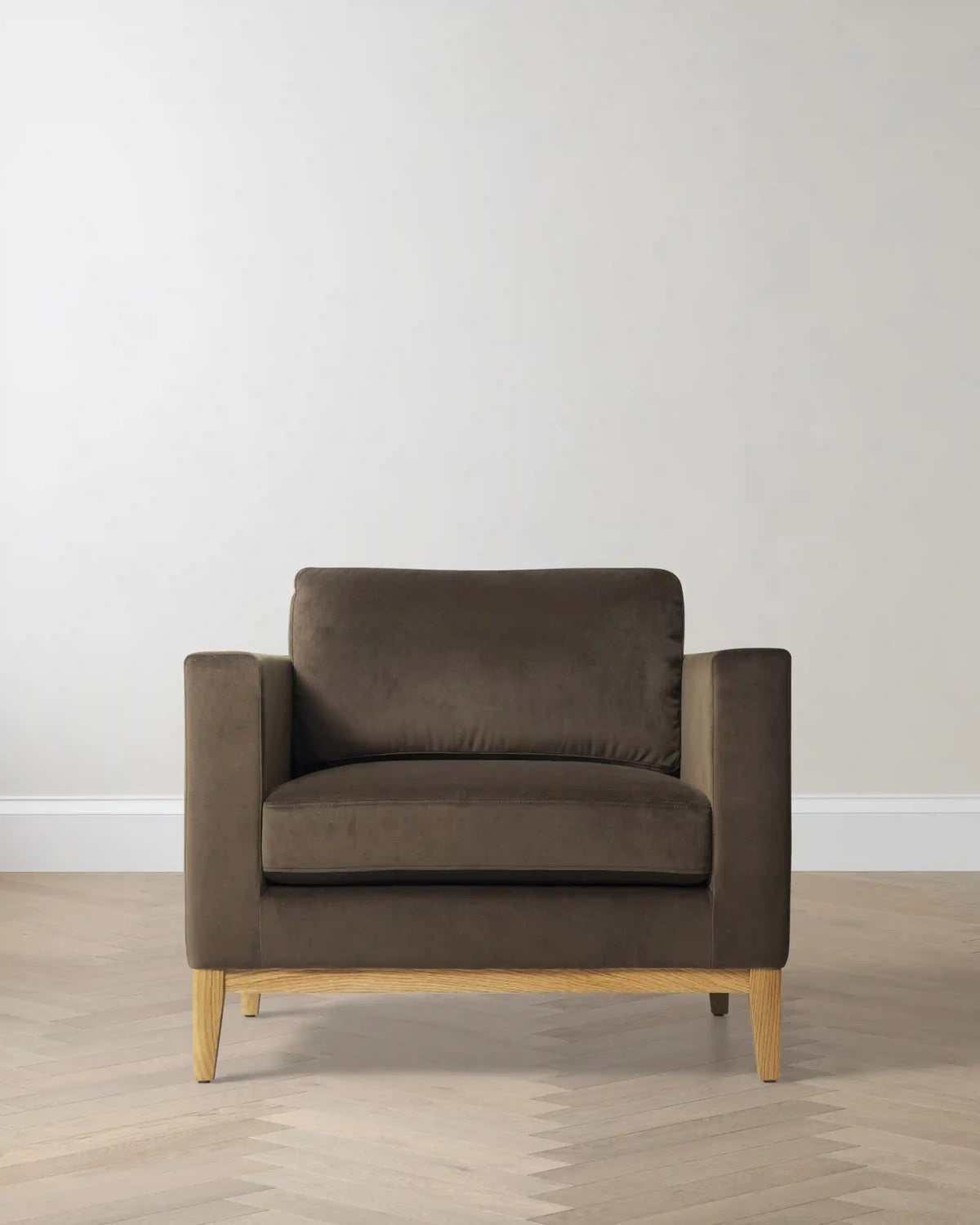 Performance Velvet Accent Chair with Solid Oak Base