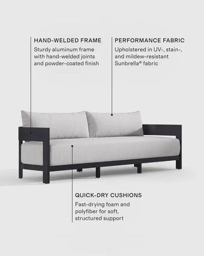 Curved Powder-Coated Aluminum Outdoor Sofa