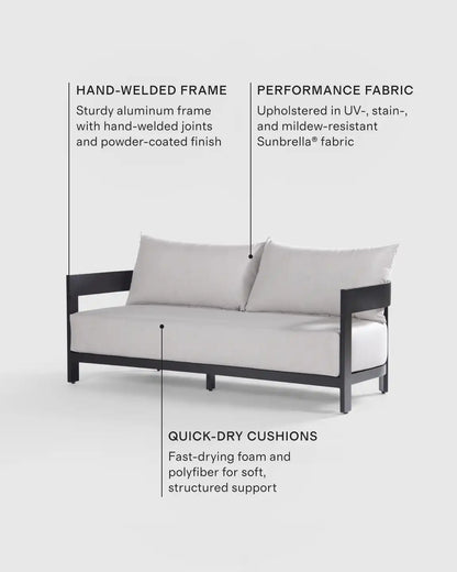 Curved Powder-Coated Aluminum Outdoor Sofa