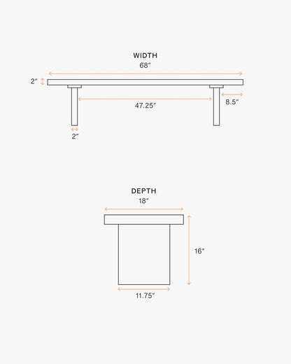 Solid Wood Plank Dining Bench