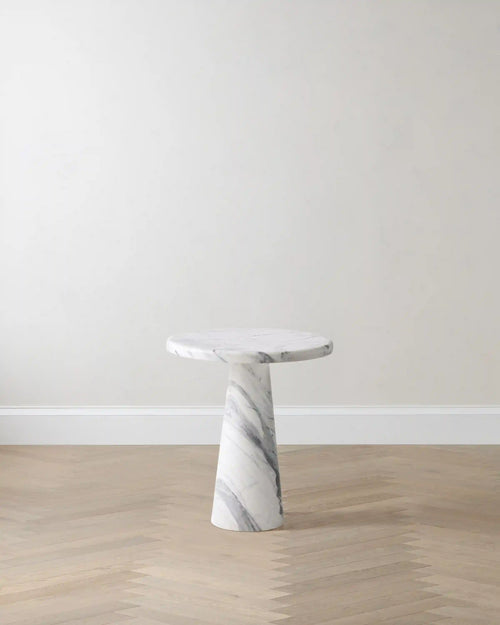 Italian Marble Pedestal End Table