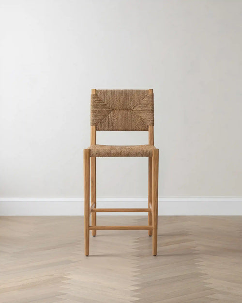 Woven Stool with Solid Oak Frame