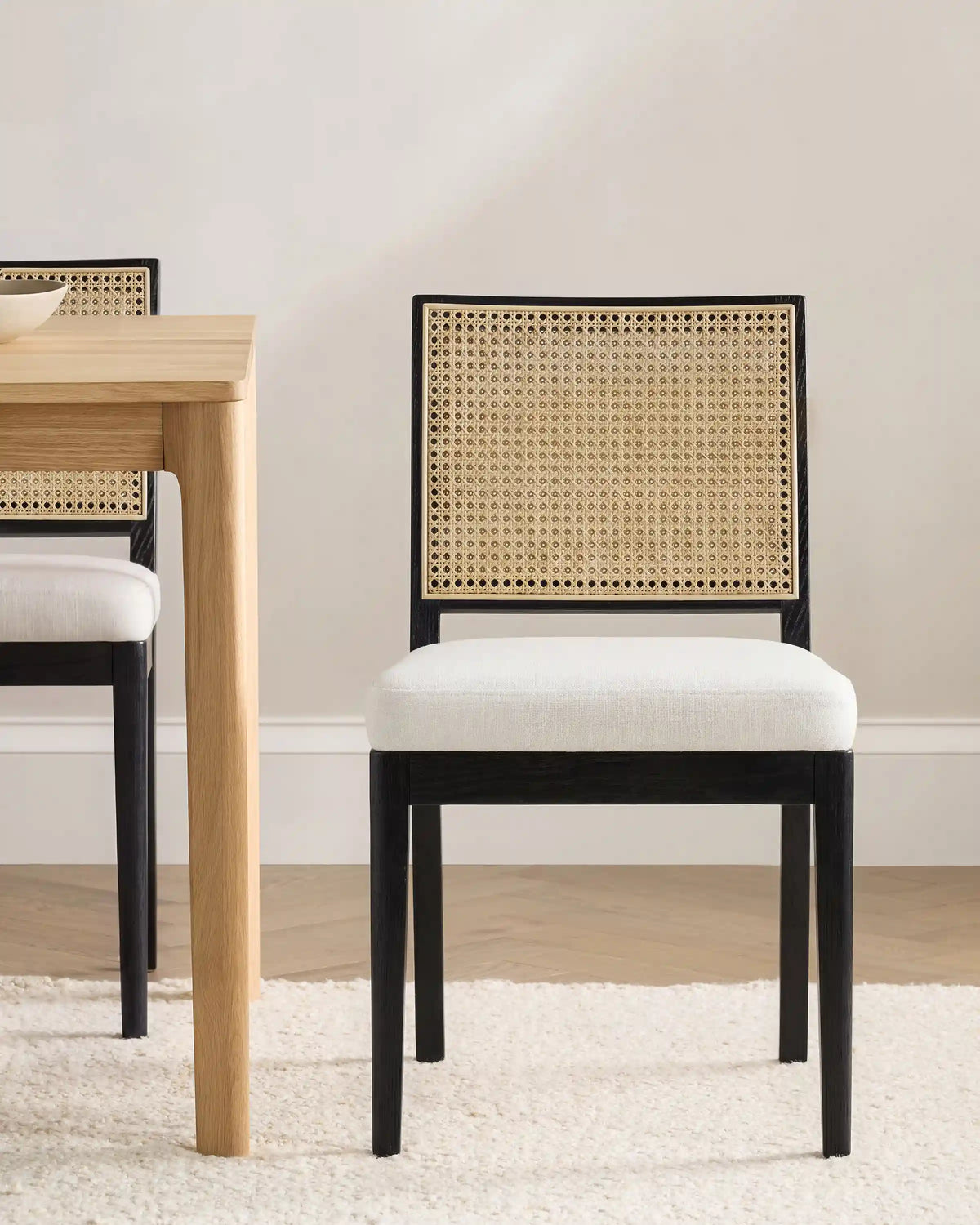 Solid Oak and Cane Dining Chair (Set of 2)